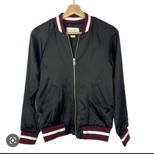 Babaton Chelsey Satin Black Bomber Jacket